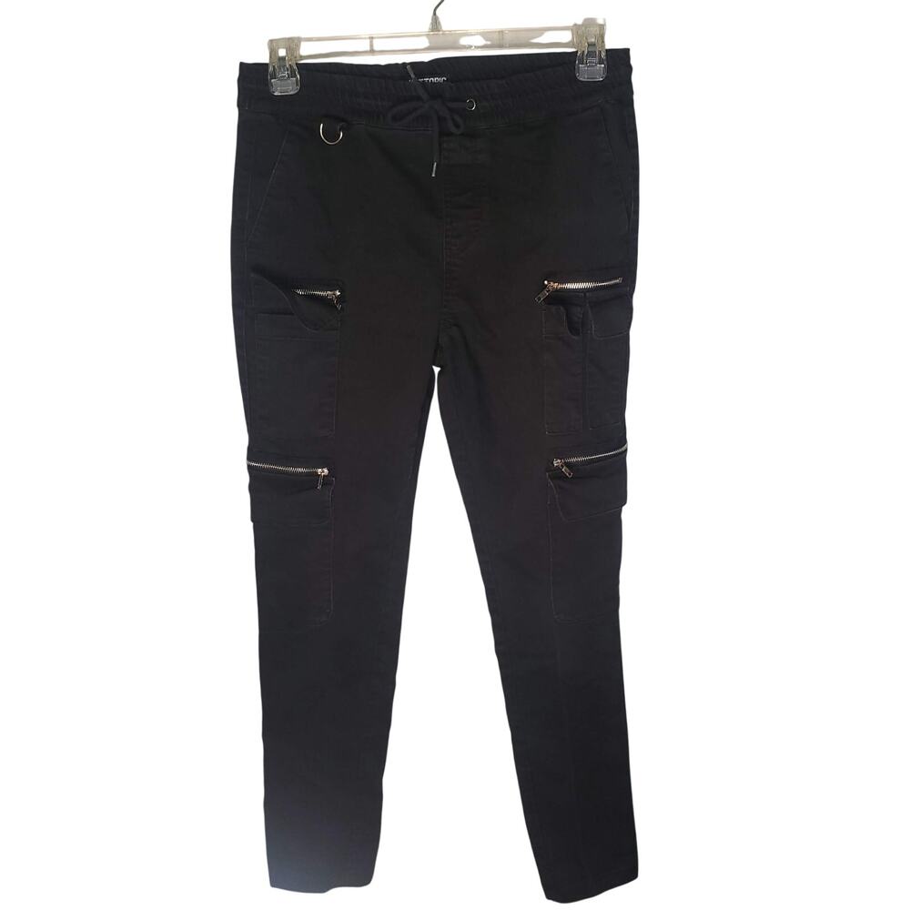 Hot Topic Men’s Black Skinny Cargo Pants Medium 32x30 Zipper Emo Goth Punk